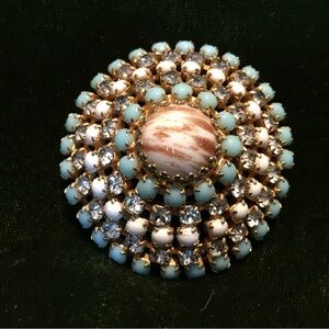 Vintage Gold and Turquoise Brooch